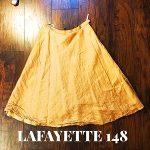 Lafayette 148 New York 100% Silk Gold A Line Skirt